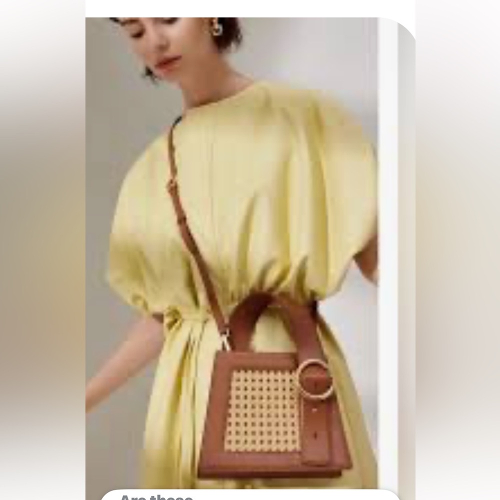 Parisa Wang Brown Woven Accent Handbag
